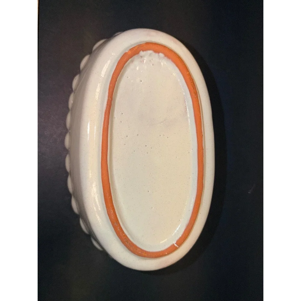 Talavera Mexican Pottery Fish Oval Serving Bowl Scalloped Rim Hand Painted 9.5in